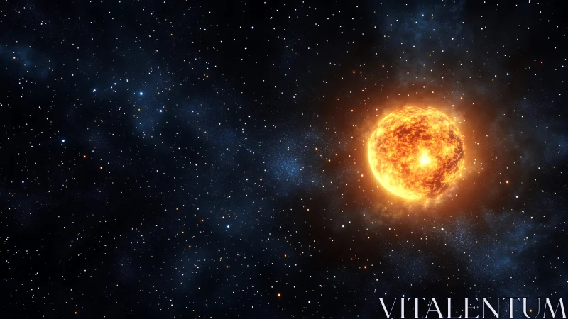 Solar ember drifts through a velvet ocean of distant stars