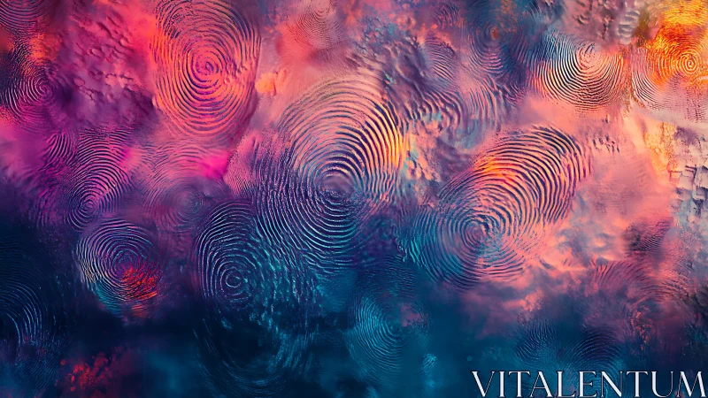 Colorful abstract fingerprint pattern over blended surface.