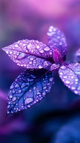 Close-up of purple leaves with water droplets in focus.