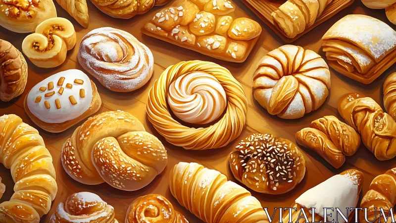 Assorted Freshly Baked Pastries Display.