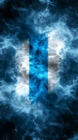 Electric teal vapor column within turbulent dark nebula field.