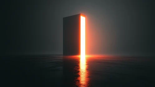 Midnight portal slab spilling molten future light.