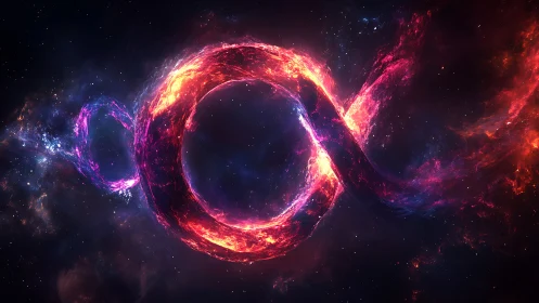Cosmic infinity loop rendered as luminous nebular plasma form
