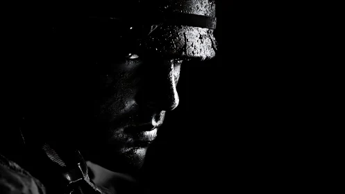 Gritty close-up portrait celebrates strength in harsh shadows