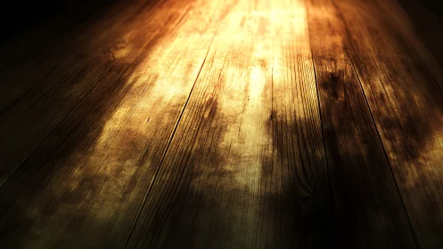 Golden light spills across rustic wooden floorboards