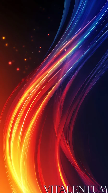 Sweeping neon light trails glow warmly against deep night hues