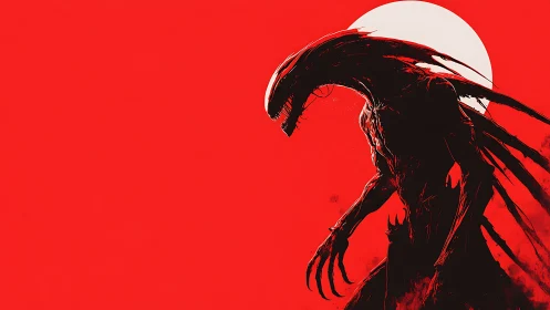 Blood-red moon crowns a razor-limbed shadow titan