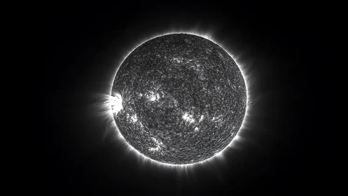 Monochrome solar sphere renders intense coronal energy ring