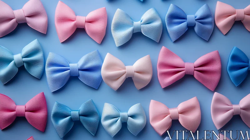 Colorful Ribbon Bows in Soft Pink and Blue Harmony.