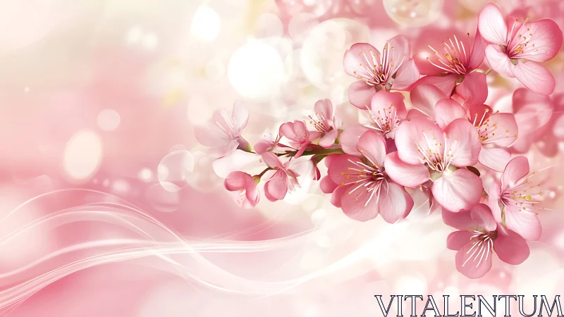 Cherry Blossom Gradient: Pink Florals in Soft Focus.