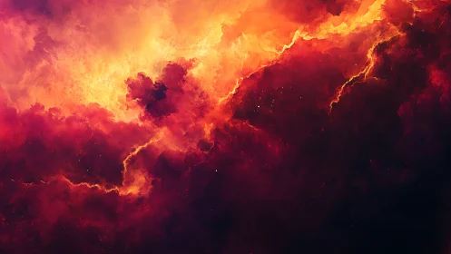 Incandescent Cloud Formation Against Dark Sky.