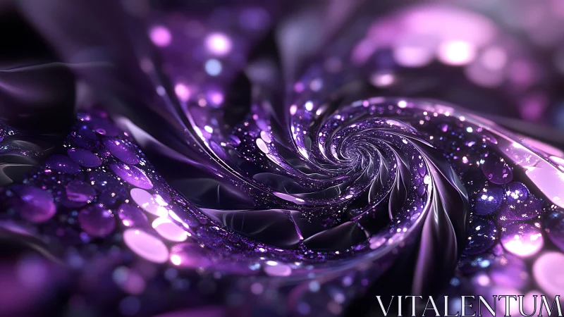 Dreamy violet spiral of light and glittering orbs.