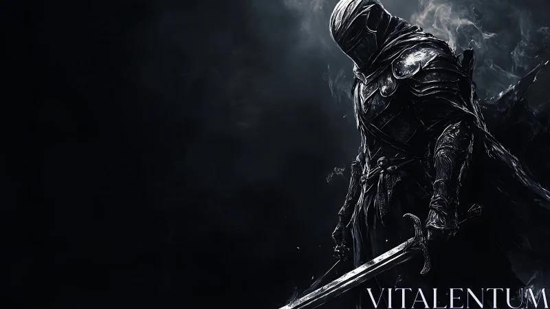 Armored dark knight rendered with high contrast specular highlights