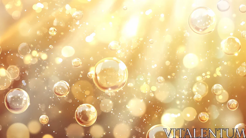 Golden bubble drift in sunlit shimmer and airy glitter haze.