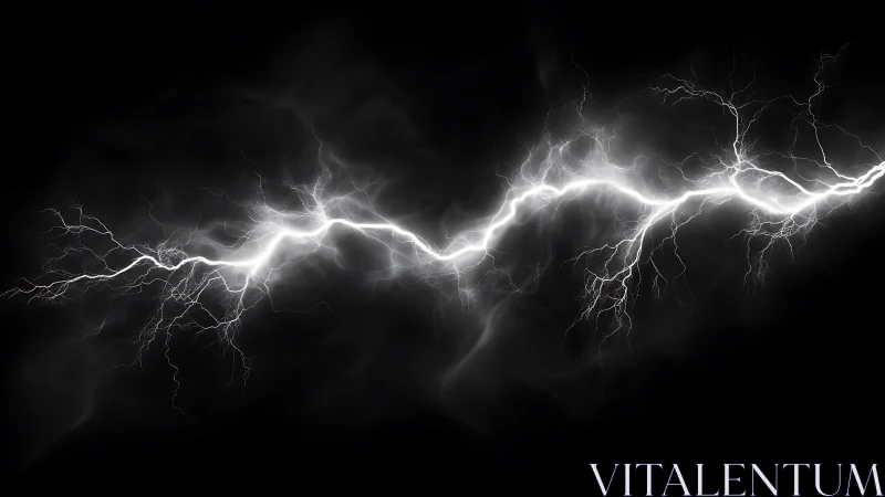 Electric lightning arc glowing across deep black night sky.