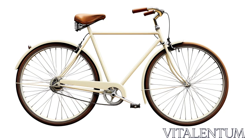 Vintage-style bicycle with cream frame and brown leather components.