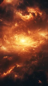 Solar storm womb swirling in a burning newborn galaxy.