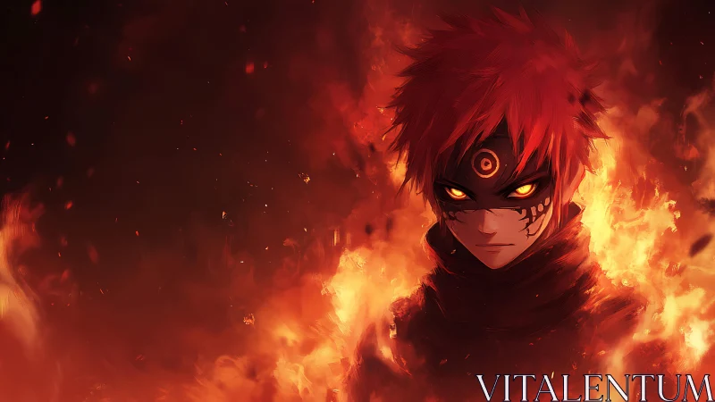 Ember-eyed guardian rising from a storm of living fire.