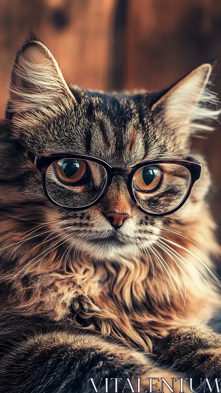 Scholarly Tabby in Glasses: The Intellectual Cat.