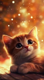 Golden Kitten Dreams: A Magical Glowing Portrait.