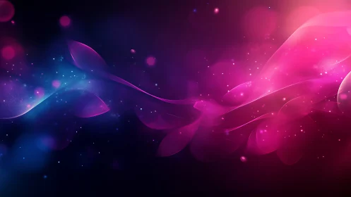 Abstract magenta and blue light waves on dark field.