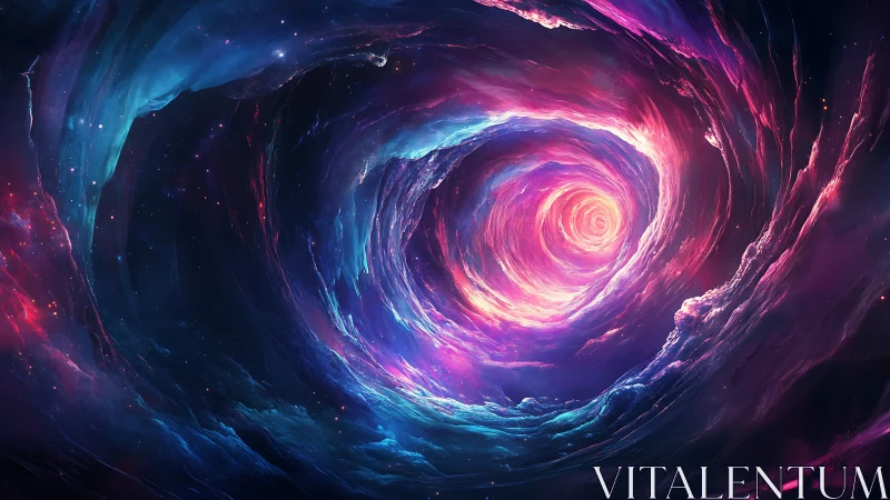 Nebula whirlpool gateway swirling toward a cosmic heartbeat.