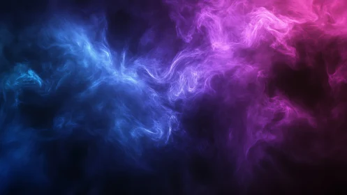 Nebula-like blue and magenta energy clouds in dark space.