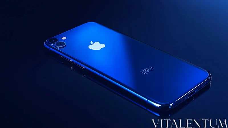 Striking Blue iPhone in Digital Spotlight.