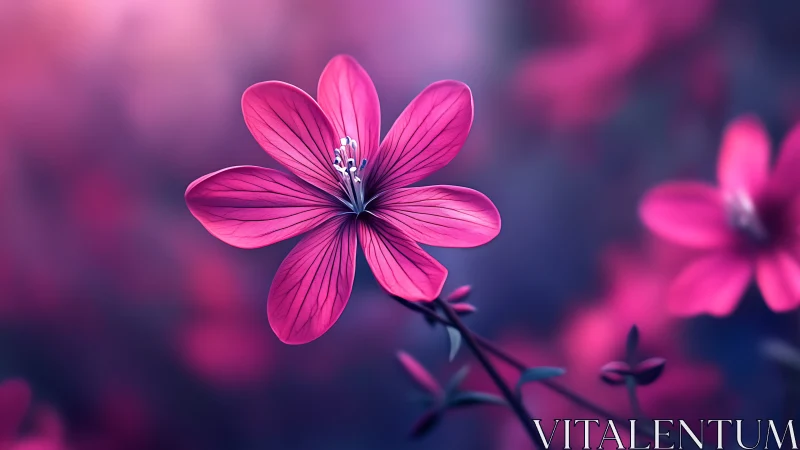 Magenta Flower with Radial Petal Structure and Soft Focus Bokeh Background