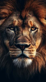 Steady Gaze of the Golden-Maned Lion at Dusk.