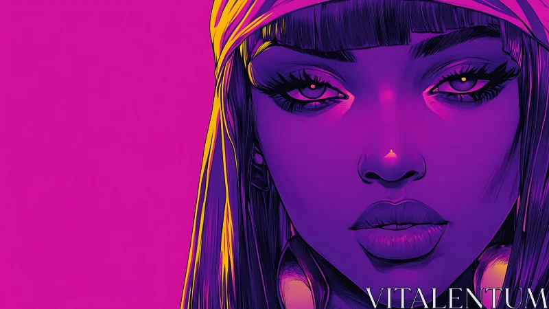 Neon siren portrait drenched in magenta and electric gold glow.