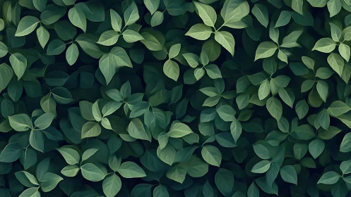 Leafy whispers drift across a velvet wall of midnight green