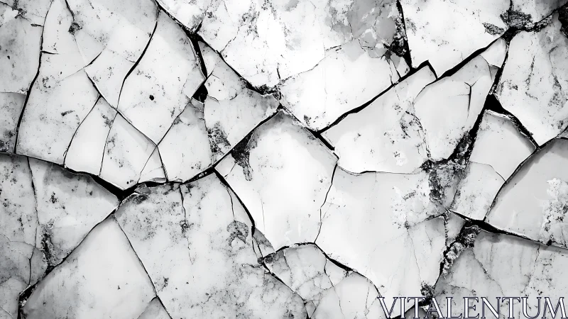 High-contrast macro study of fractured white painted surface