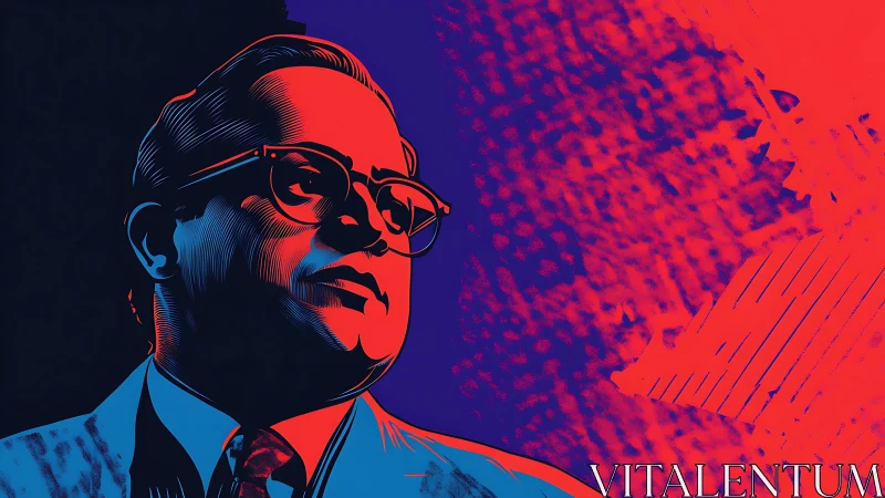 Bold graphic portrait casts a visionary figure in neon contrast