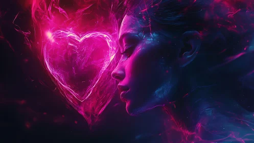 Luminescent heartbeat: Electric passion ablaze in neon chaos.