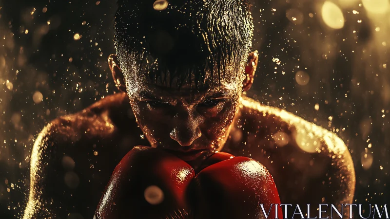 Champion's Sweat Meets Golden Radiance in Victorious Combat