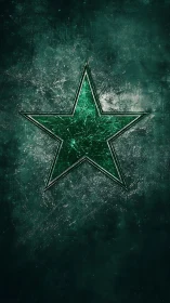Green textured star emblem centered on grunge surface