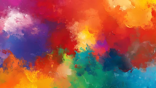 Vibrant Abstract Oil Painting with Bold Colorful Brushstrokes.