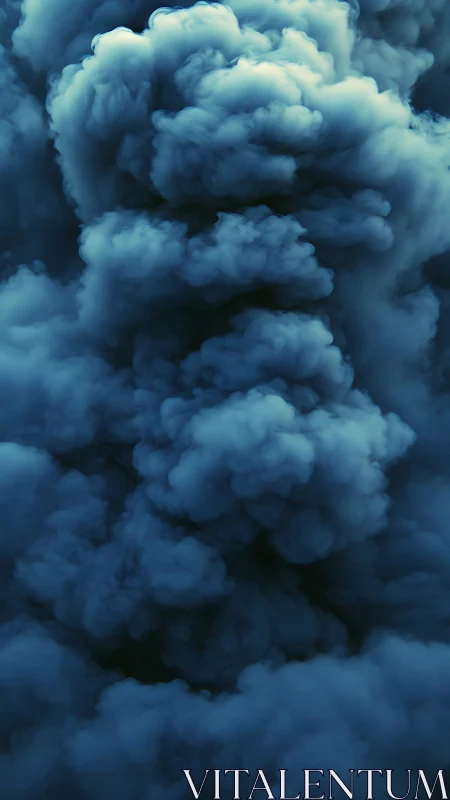 Billowing cyan smoke column in dramatic vertical ascent.