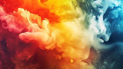 Digital painting of chromatic smoke plumes in dynamic motion.