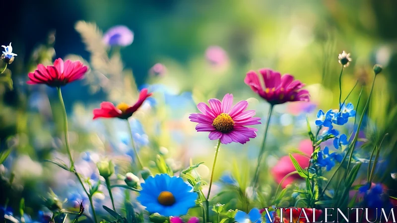 Mixed Flower Garden with Selective Focus Depth