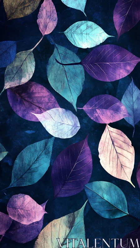 Iridescent leaf overlay creates chromatic botanical abstraction