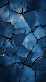 Cracked blue textured surface with irregular fractured plates.