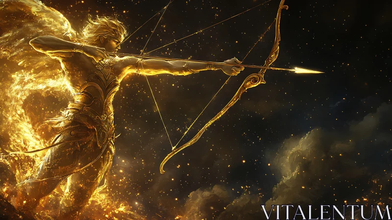 Stellar archer entity forming a luminous plasma bowshot.