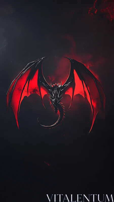 Infernal dragon emblem glows against dark volcanic void.