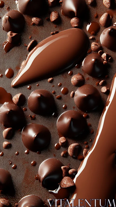 Macro analysis of molten chocolate droplets and clusters.