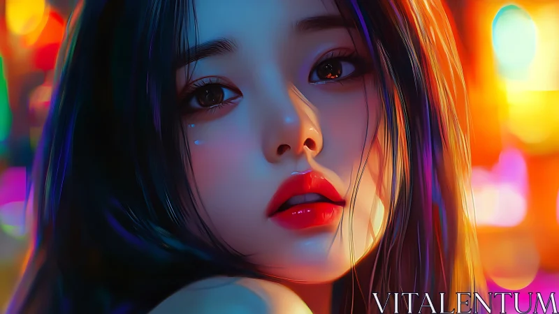 Neon-lit digital portrait renders hyperreal emotional close-up