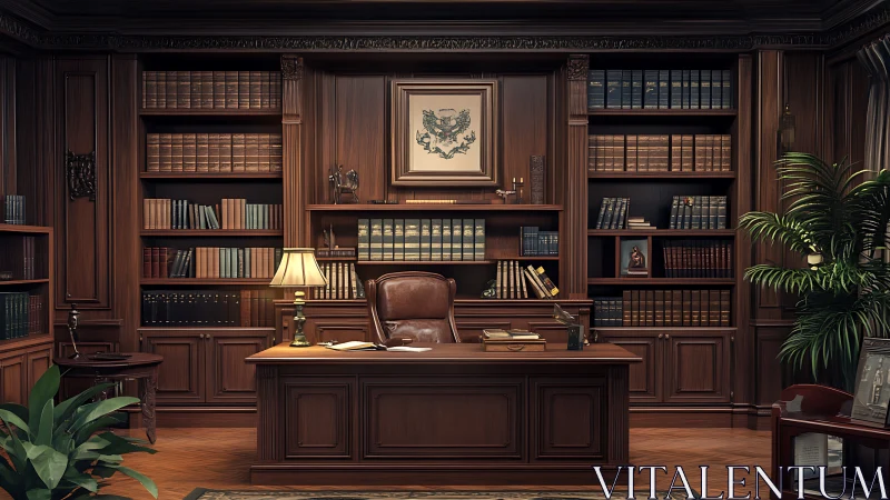 Mahogany thoughts gather quietly in this stately study chamber