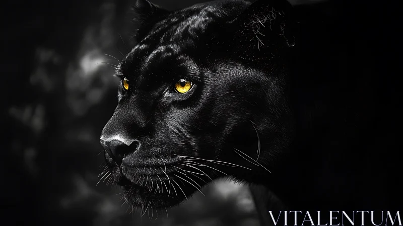 Obsidian Gaze: Panther's Luminous Eyes Pierce Darkness.