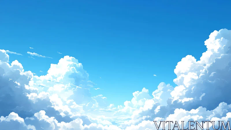 Cloud-filled blue sky shows dense cumulus formations